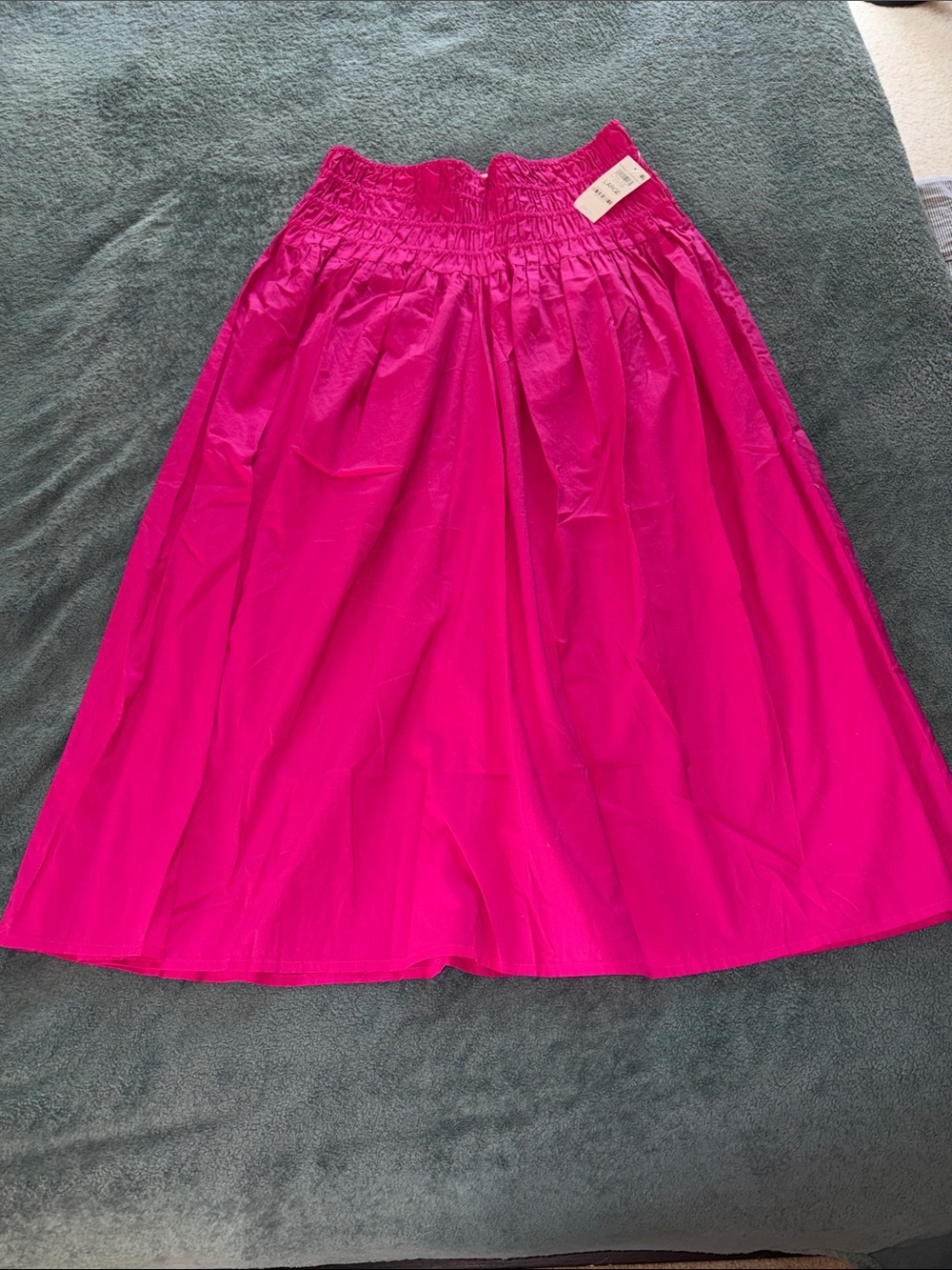 Smocked Waist Maxi Skirt in Bright Fuchsia